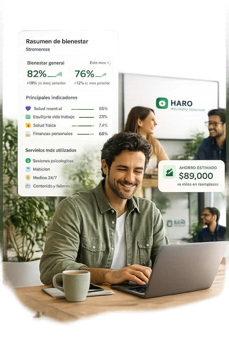 Equipo de trabajo con beneficios de bienestar HARO